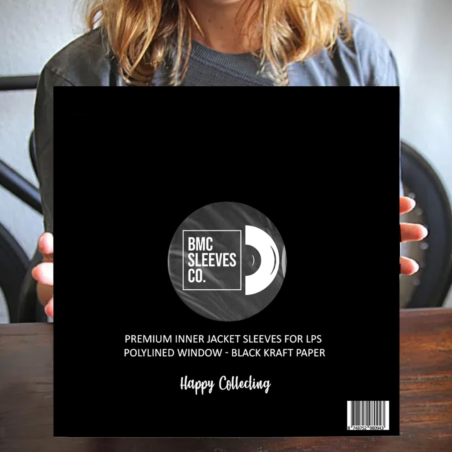 BMC 20 Vinyl Record Inner Sleeves for 12 Inch 33 RPM LP | Black & White Kraft Paper Sleeves