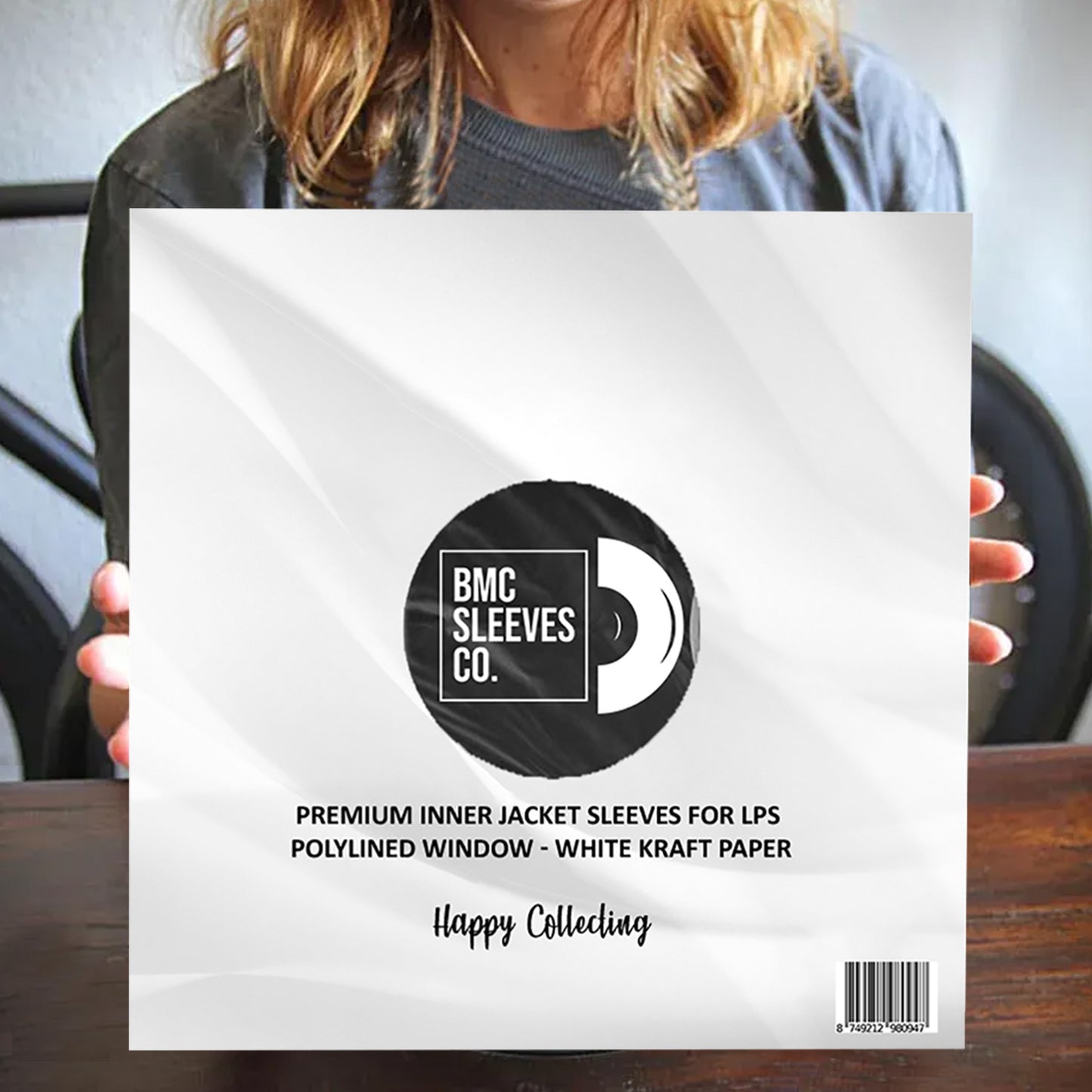 BMC 20 Vinyl Record Inner Sleeves for 12 Inch 33 RPM LP | Black & White Kraft Paper Sleeves