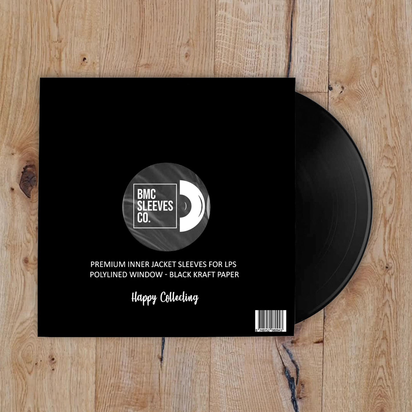 BMC 20 Vinyl Record Inner Sleeves for 12 Inch 33 RPM LP | Black & White Kraft Paper Sleeves