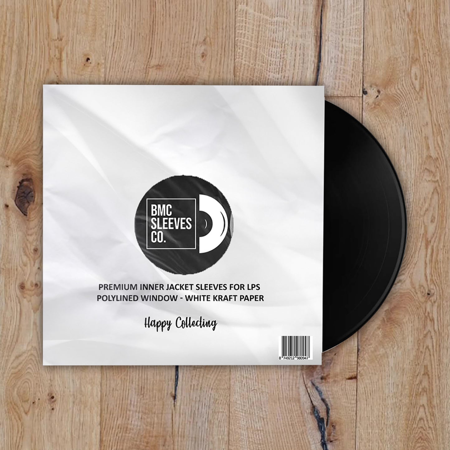BMC 20 Vinyl Record Inner Sleeves for 12 Inch 33 RPM LP | Black & White Kraft Paper Sleeves