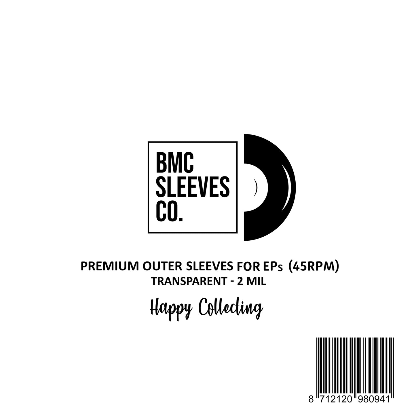 BMC 100/50 Vinyl Record Transparent Outer Sleeves for 7/12 Inch - 45/33 RPM - EP/LP