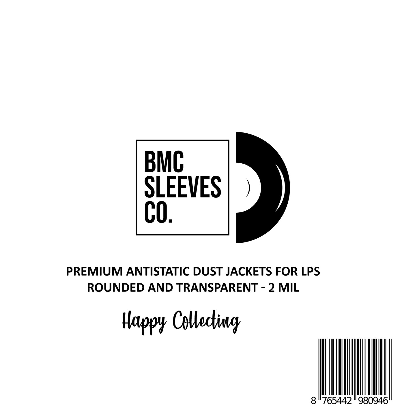BMC 50 Vinyl Record Inner Sleeves for 12 Inch 33 RPM LP | Rounded & Transparent Sleeves Anti-Static - 2/3 MIL
