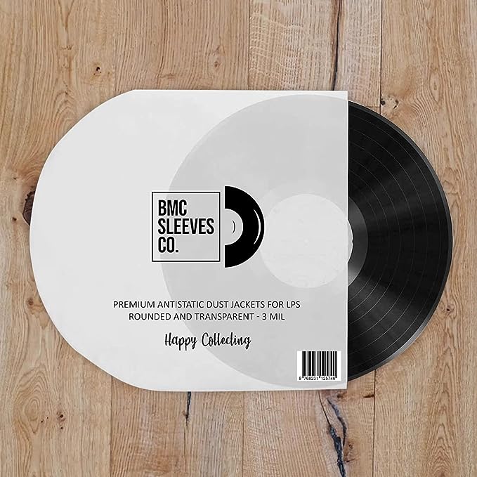 BMC 50 Vinyl Record Inner Sleeves for 12 Inch 33 RPM LP | Rounded & Transparent Sleeves Anti-Static - 2/3 MIL