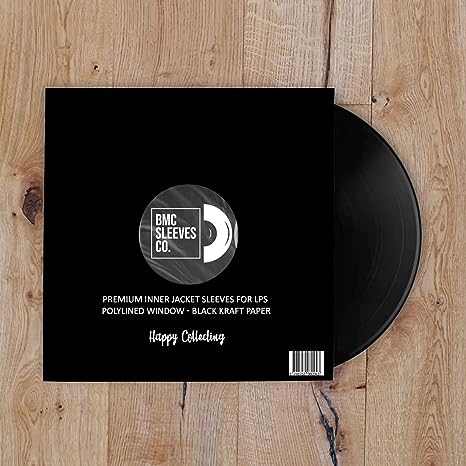 BMC 20 Vinyl Record Inner Sleeves for 12 Inch 33 RPM LP | Black & White Kraft Paper Sleeves